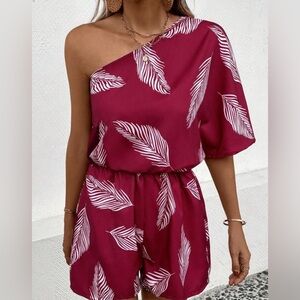 🔖 One Shoulder Romper Print Design